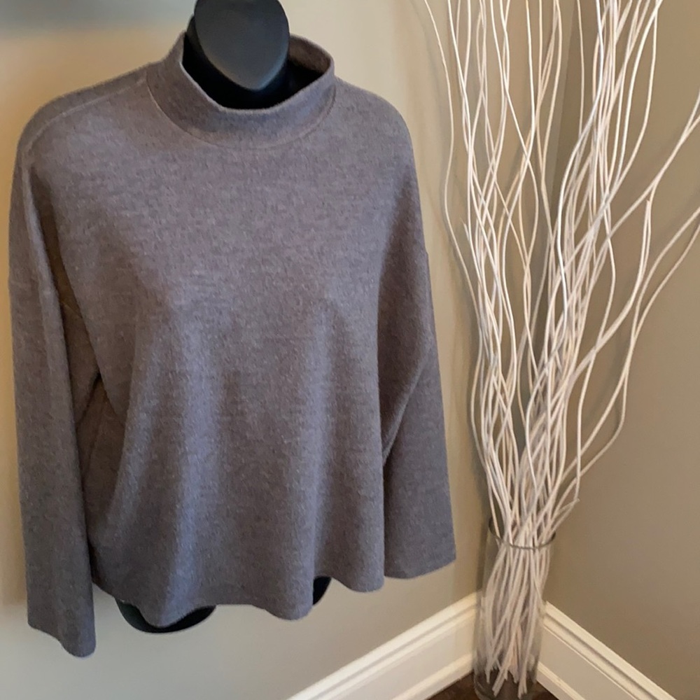 Grey mock neck crop sweater